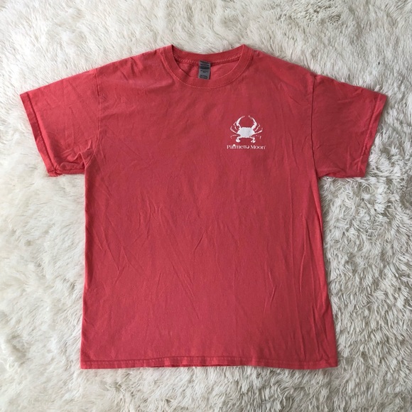 PALMETTO MOON • Coral Pink Crab Logo Preppy SC Cotton Tee Size Large - Picture 8 of 16